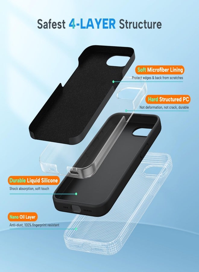 Miracase Compatible with iPhone 16e Case, [Soft Anti-Scratch Microfiber Lining], Liquid Silicone Case Gel Rubber Shockproof Drop Protection Phone Case for iPhone 16e, Black - Image 4
