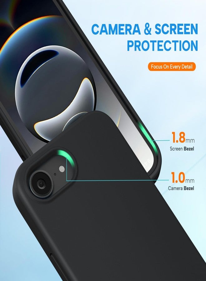 Miracase Compatible with iPhone 16e Case, [Soft Anti-Scratch Microfiber Lining], Liquid Silicone Case Gel Rubber Shockproof Drop Protection Phone Case for iPhone 16e, Black - Image 5