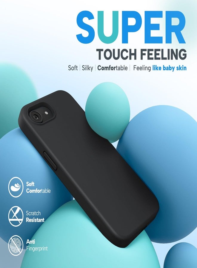 Miracase Compatible with iPhone 16e Case, [Soft Anti-Scratch Microfiber Lining], Liquid Silicone Case Gel Rubber Shockproof Drop Protection Phone Case for iPhone 16e, Black - Image 3
