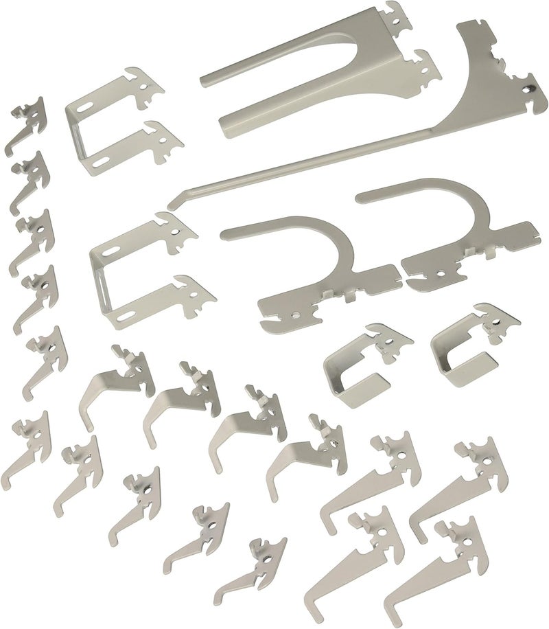 Wall Control KT-200-DLX W Deluxe Slotted Storage Panel Hook Assortment - 26 Piece Set, White - Image 1