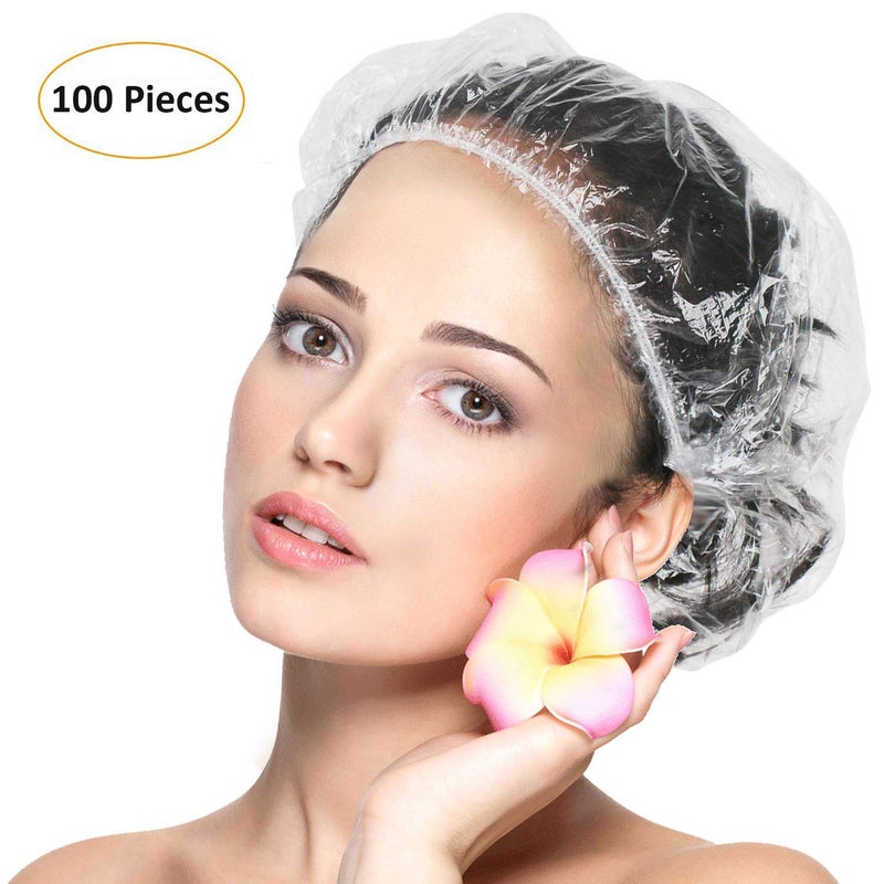 eAmaze Shower Cap (Pack of 100) Free Size - Reusable Shower Caps for Men Women, Larger Thicker Waterproof and Individually Wrapped, Hair Bath Caps for Hotel and Spa, Hair Salon, Home Use, Portable Travel - Image 2
