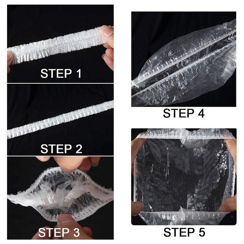 eAmaze Shower Cap (Pack of 100) Free Size - Reusable Shower Caps for Men Women, Larger Thicker Waterproof and Individually Wrapped, Hair Bath Caps for Hotel and Spa, Hair Salon, Home Use, Portable Travel - Image 5