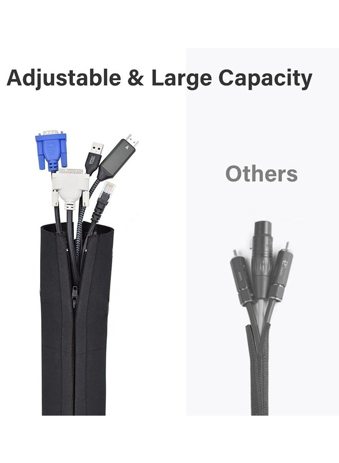 5 Pack Cable Management Sleeve 50cm Cord Organizer with Zipper for TV  Computer Office Home Entertainment Flexible Cable Sleeve Hider System(Black) - Image 2
