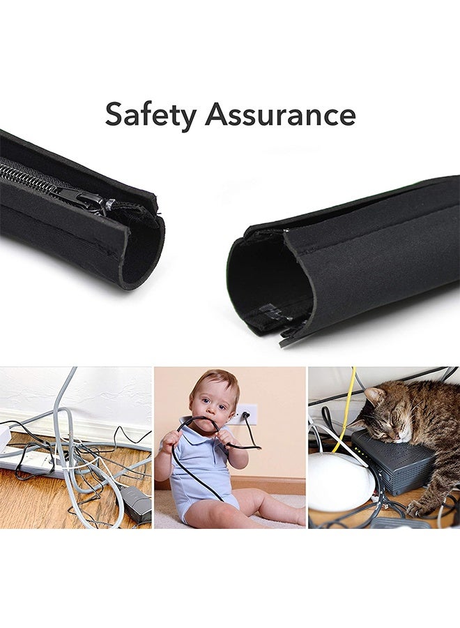 5 Pack Cable Management Sleeve 50cm Cord Organizer with Zipper for TV  Computer Office Home Entertainment Flexible Cable Sleeve Hider System(Black) - Image 5