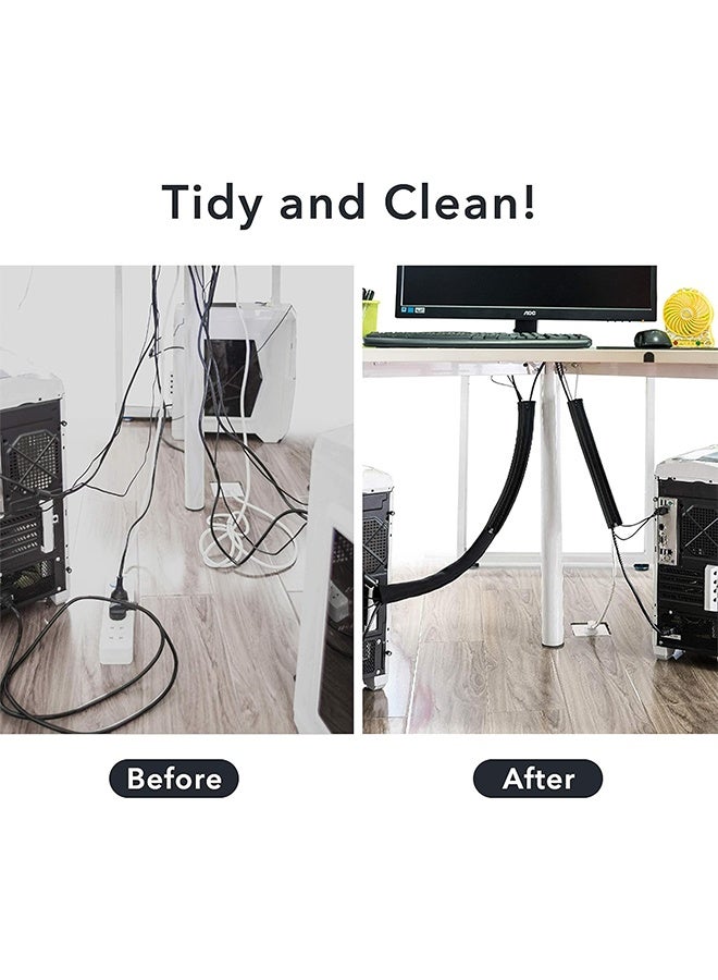 5 Pack Cable Management Sleeve 50cm Cord Organizer with Zipper for TV  Computer Office Home Entertainment Flexible Cable Sleeve Hider System(Black) - Image 4