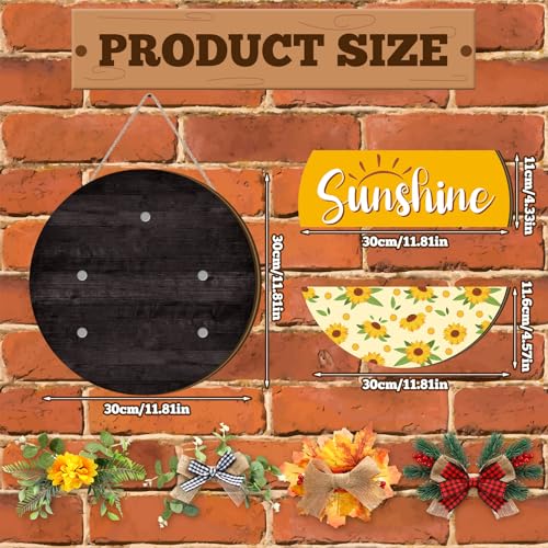 Vicenpal Interchangeable Welcome Sign for Front Door with 17 Magnetic Icons, Wooden Seasonal Front Porch Door Decor with 4 Seasonal Wreaths and 17 Changeable Icons for Holiday Party(Black) - Image 3