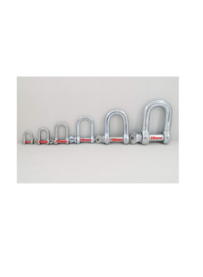 Galvanized Iron (GI) D Ring Shackle Lock, Shackle Hook Clip for Heavy Duty Construction, Chain Link Tow, Marine Shackles, Gym Hook and Vehicle Recovery & DIY Projects… (Pack of 5, 12mm)  - Image 3