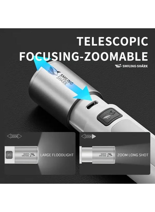 SD 1019 White Smiling Shark XPE LED Flashlight Super Bright 3 Modes Type C Rechargeable - Image 4
