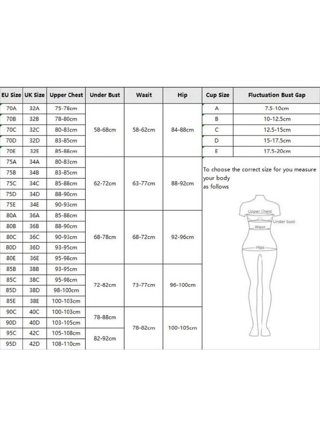 MARGOUN Women 38B Size Lingerie Set Push Up Bra 2 Piece Underwear Set Floral Print Lingerie Set White - Image 2