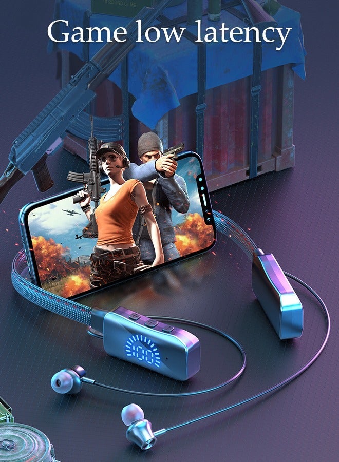 DUNISO Wireless Neckband Bluetooth Headphones with LED Power Display Sweatproof Sport Headsets with HIFI Stereo Sound and Game Mode Wireless Earphones for Gym Running Driving - Image 5