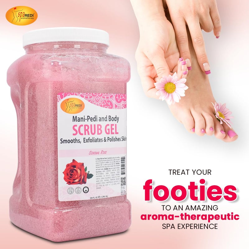 SPA REDI â€“ Sensual Rose Pumice Scrub Gel, Exfoliating, Hydrating & Nourishing, Infused with Hyaluronic Acid, Amino Acids, Panthenol and Comfrey Extract for Glowy Smooth Skin â€“ 128oz Gallon - Image 4