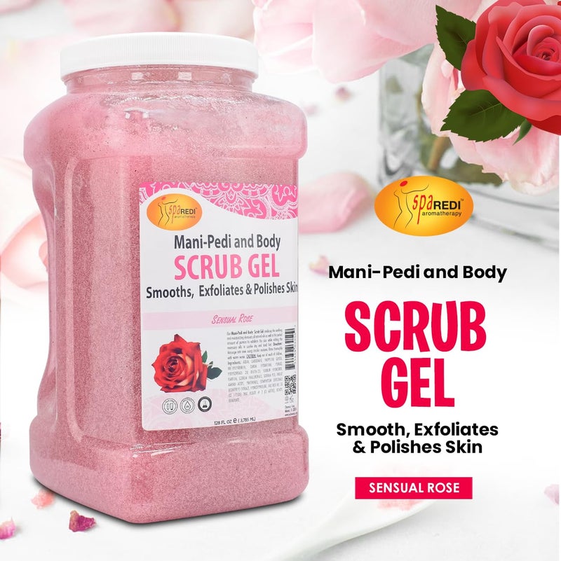 SPA REDI â€“ Sensual Rose Pumice Scrub Gel, Exfoliating, Hydrating & Nourishing, Infused with Hyaluronic Acid, Amino Acids, Panthenol and Comfrey Extract for Glowy Smooth Skin â€“ 128oz Gallon - Image 2