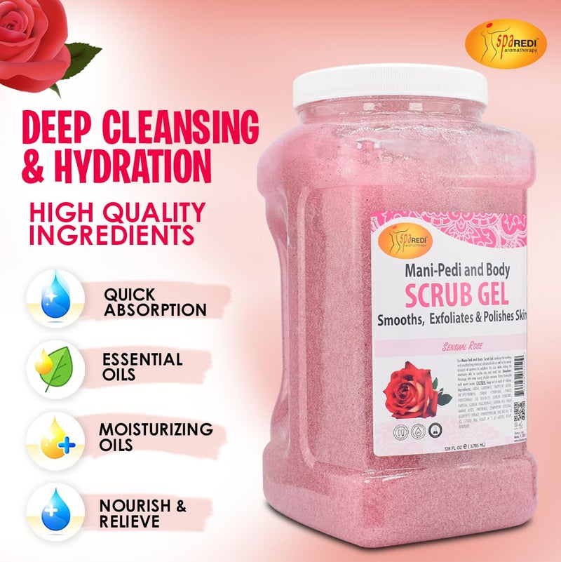 SPA REDI â€“ Sensual Rose Pumice Scrub Gel, Exfoliating, Hydrating & Nourishing, Infused with Hyaluronic Acid, Amino Acids, Panthenol and Comfrey Extract for Glowy Smooth Skin â€“ 128oz Gallon - Image 5