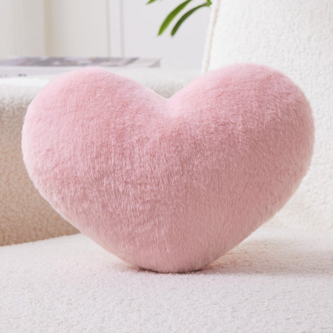 THROW PILLOWS HEART PILLOW CUTE FUZZY PILLOWS FOR BED LIVINGROOM HOME DECOR CUSHION DECORATIVE AESTHETIC PREPPY PILLOWS PINK1SMALL 13X10