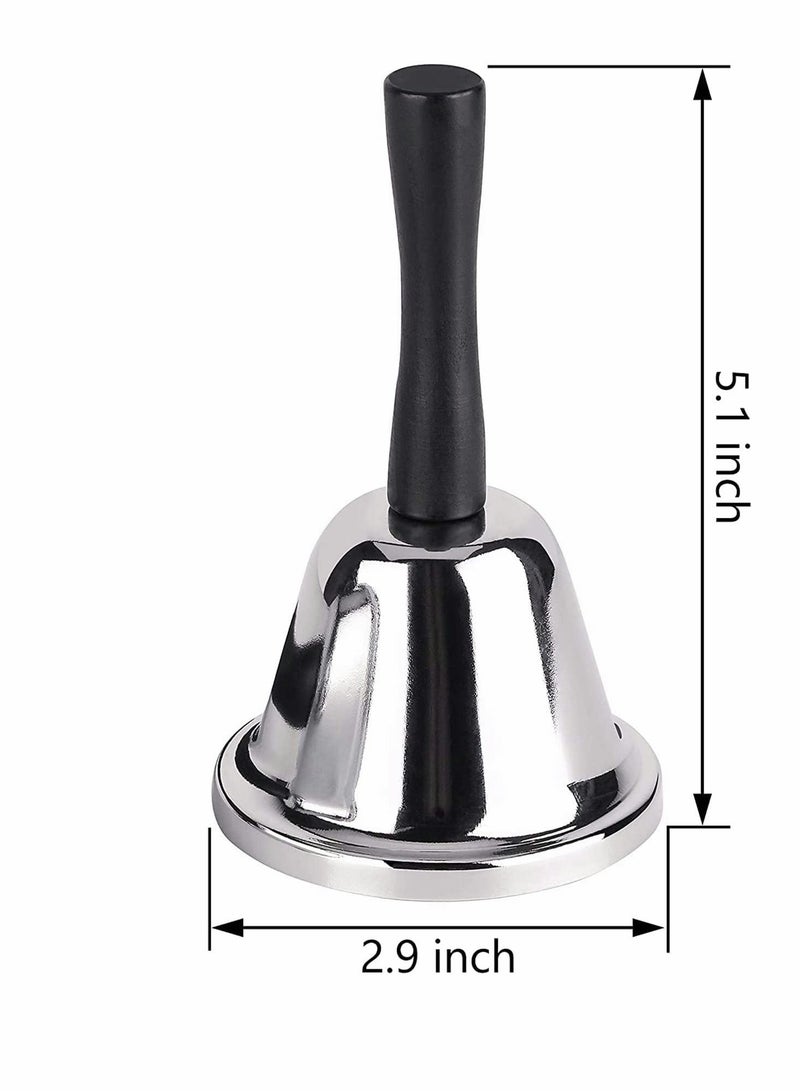 Generic Loud Hand Bell, Silver Steel Hand Bells for Adults, Dinner Bells for Inside Classroom Bell, for Food Line, Alarm, Jingles, Ringing  - Image 5