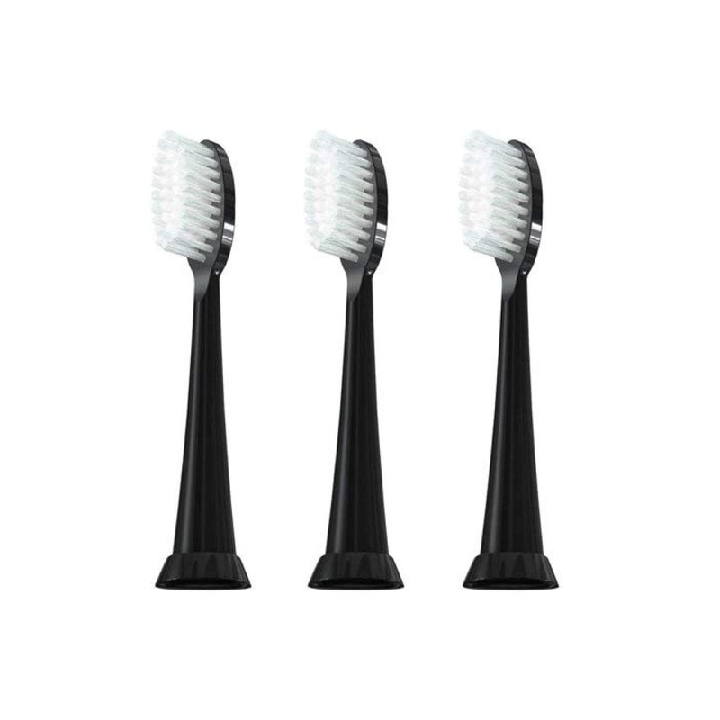 TAO Clean Umma Diamond Sonic Toothbrush Replacement Heads (3-Pack) â€“ Replacement Heads for the TAO Clean Electric Toothbrush and Docking Station, Black