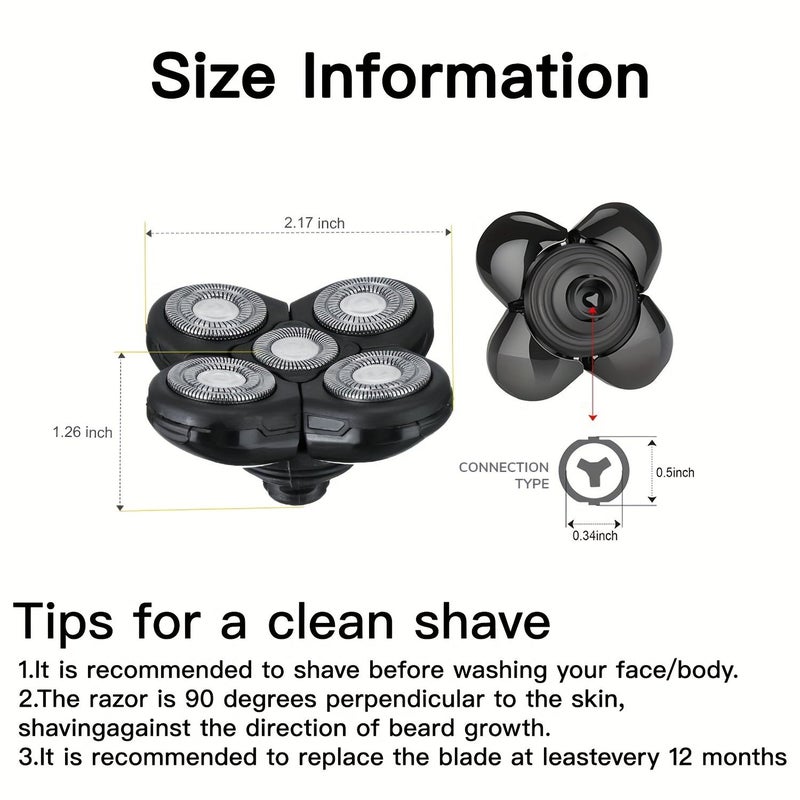 5 Blade Head Shaver Replacement Heads Refills 1pc For Bald Men Freedom Shaving Electric Razor For Head And Face - Image 4