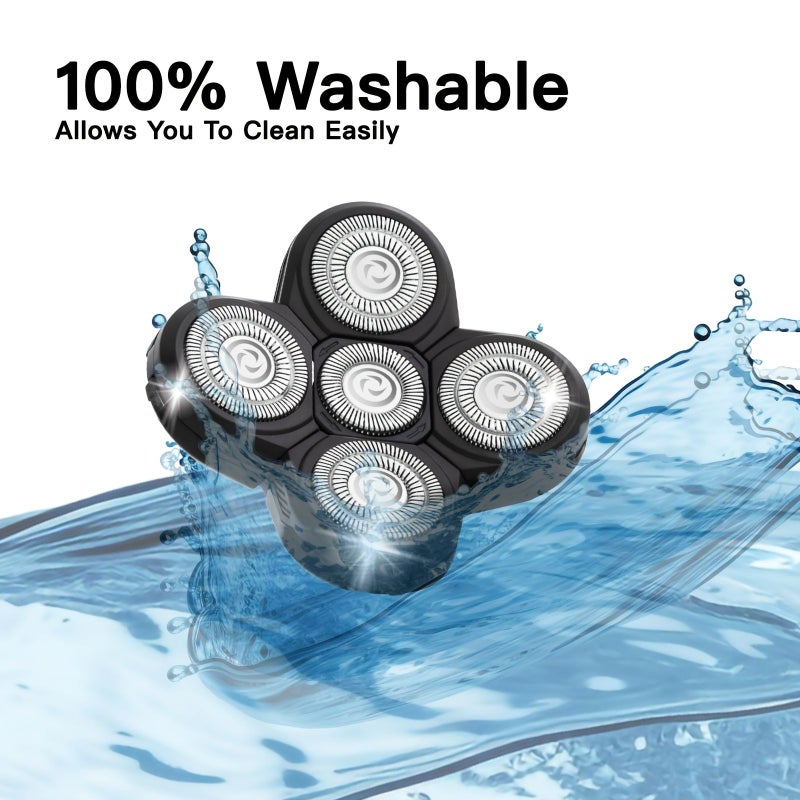 5 Blade Head Shaver Replacement Heads Refills 1pc For Bald Men Freedom Shaving Electric Razor For Head And Face - Image 2