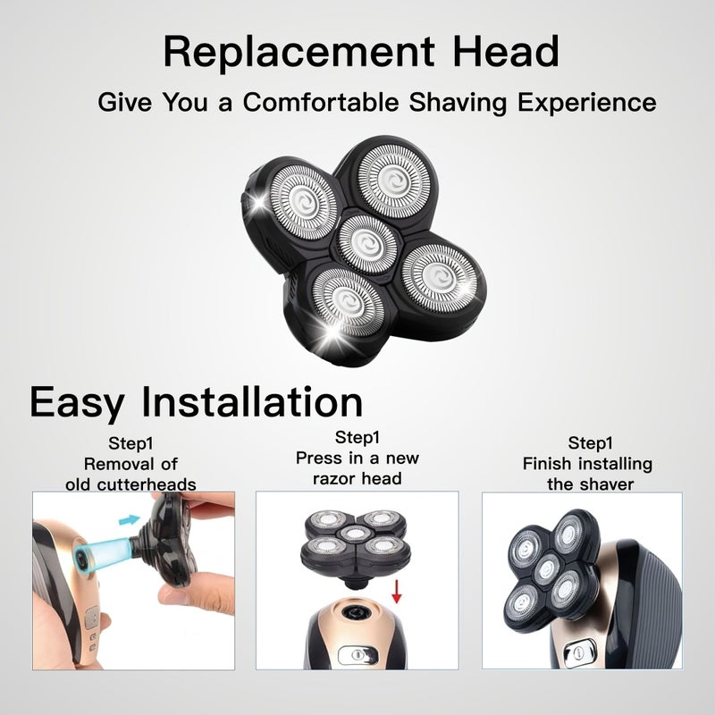 5 Blade Head Shaver Replacement Heads Refills 1pc For Bald Men Freedom Shaving Electric Razor For Head And Face - Image 3