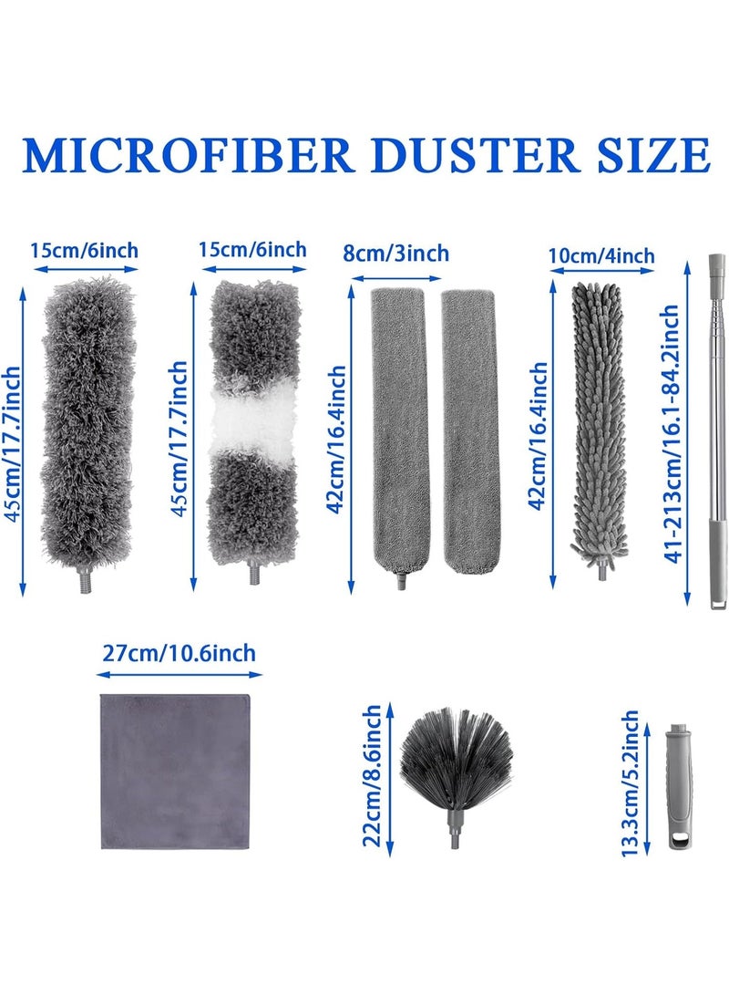 Bukela 9 Pack Microfiber Feather Duster with Extendable Long Pole, Bendable Washable Duster Brush, Multi‑Head Cleaning Kit for Ceiling Fan, High Corner, Furniture, Car, Home Dust Cleaning - Image 4