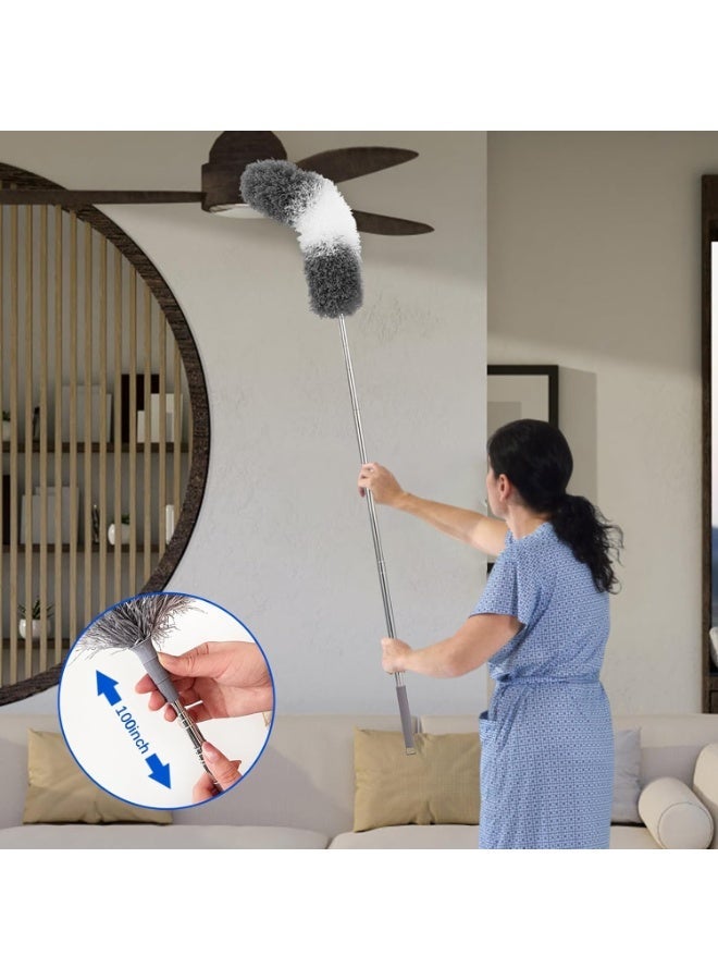 Bukela 9 Pack Microfiber Feather Duster with Extendable Long Pole, Bendable Washable Duster Brush, Multi‑Head Cleaning Kit for Ceiling Fan, High Corner, Furniture, Car, Home Dust Cleaning - Image 5