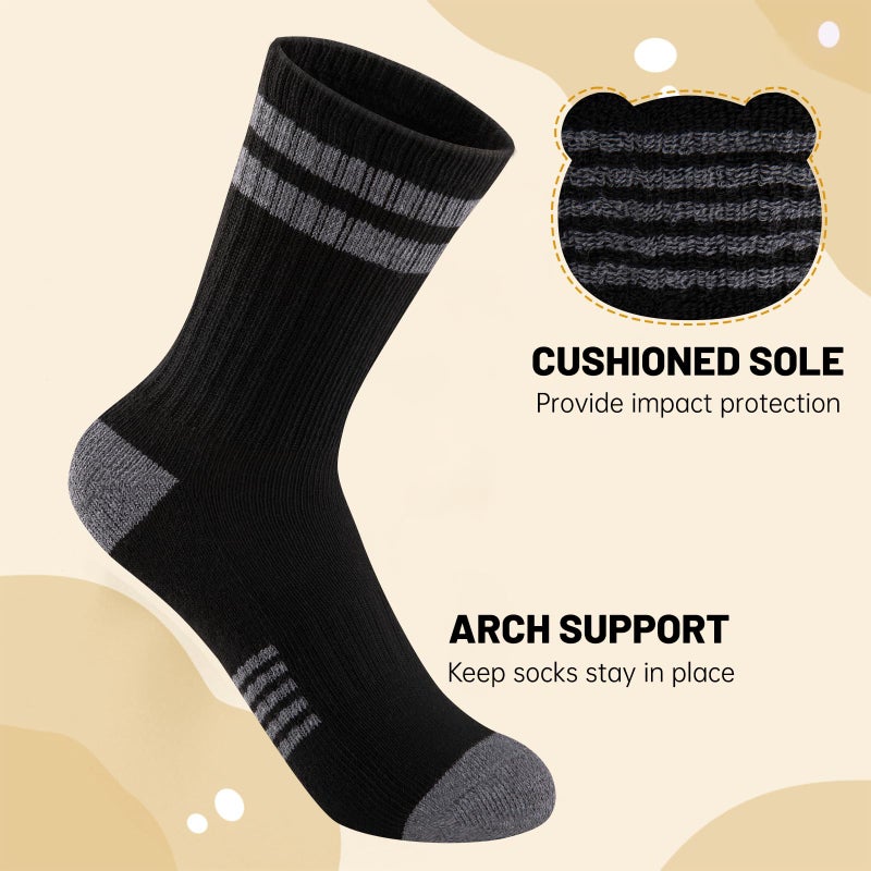 Comfoex 10 Pairs Boys Crew Long Athletic Socks for 4-6 6-8 8-10 Years Old Kids - Calf Sports Half Cushioned - Image 4
