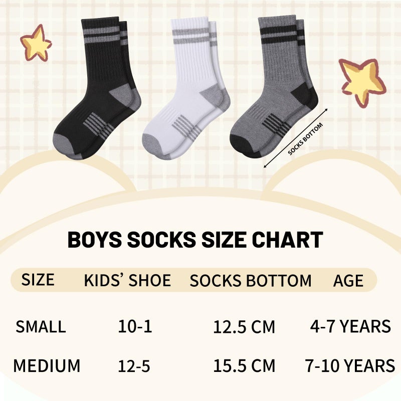 Comfoex 10 Pairs Boys Crew Long Athletic Socks for 4-6 6-8 8-10 Years Old Kids - Calf Sports Half Cushioned - Image 3