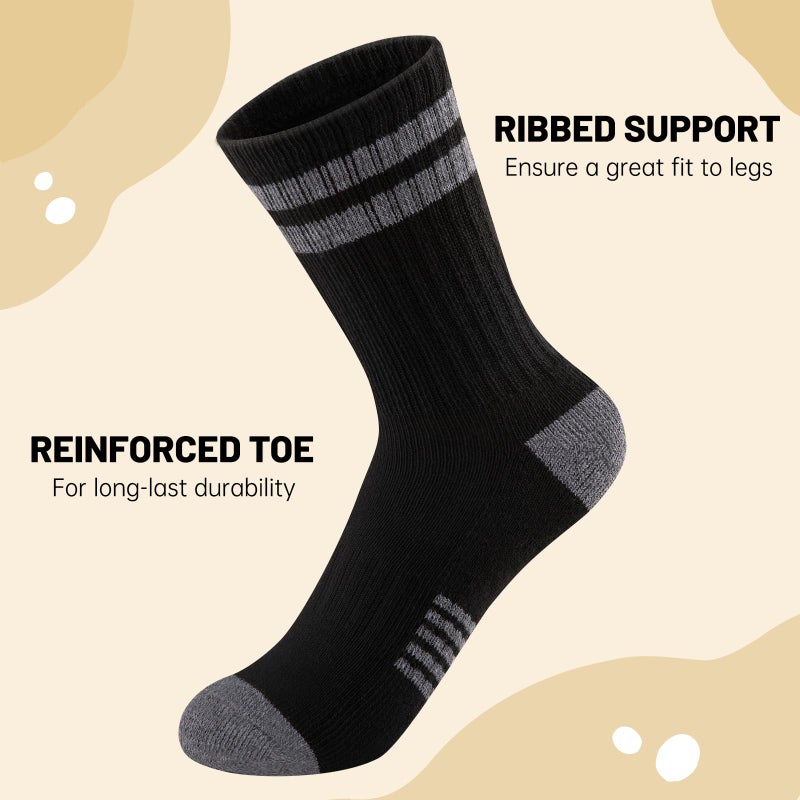 Comfoex 10 Pairs Boys Crew Long Athletic Socks for 4-6 6-8 8-10 Years Old Kids - Calf Sports Half Cushioned - Image 5
