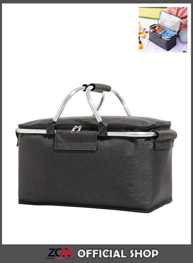 ZCM-HAPPY Outdoor Thermal Insulation Picnic Basket Foldable Portable Storage Basket - Image 1