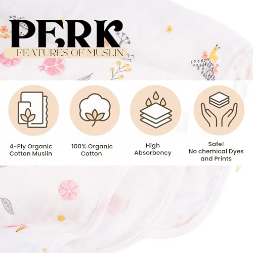 HABER Organic Cotton Muslin Baby Bath Towel 70x100 Pack of 2|4 Layer Ultra Soft Skin Safe Muslin | Highly Absorbent Quick Dry Newborn Towel for Sensitive Skin | Gentle Towel for Infants & Toddlers - Image 3