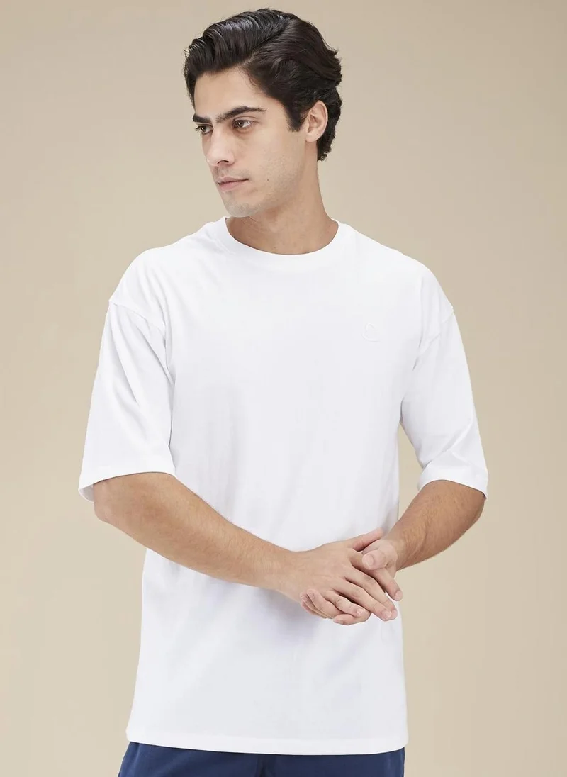 بيينغ هيومان Men Solid Round Neck Cotton Relaxed Fit T-shirt
