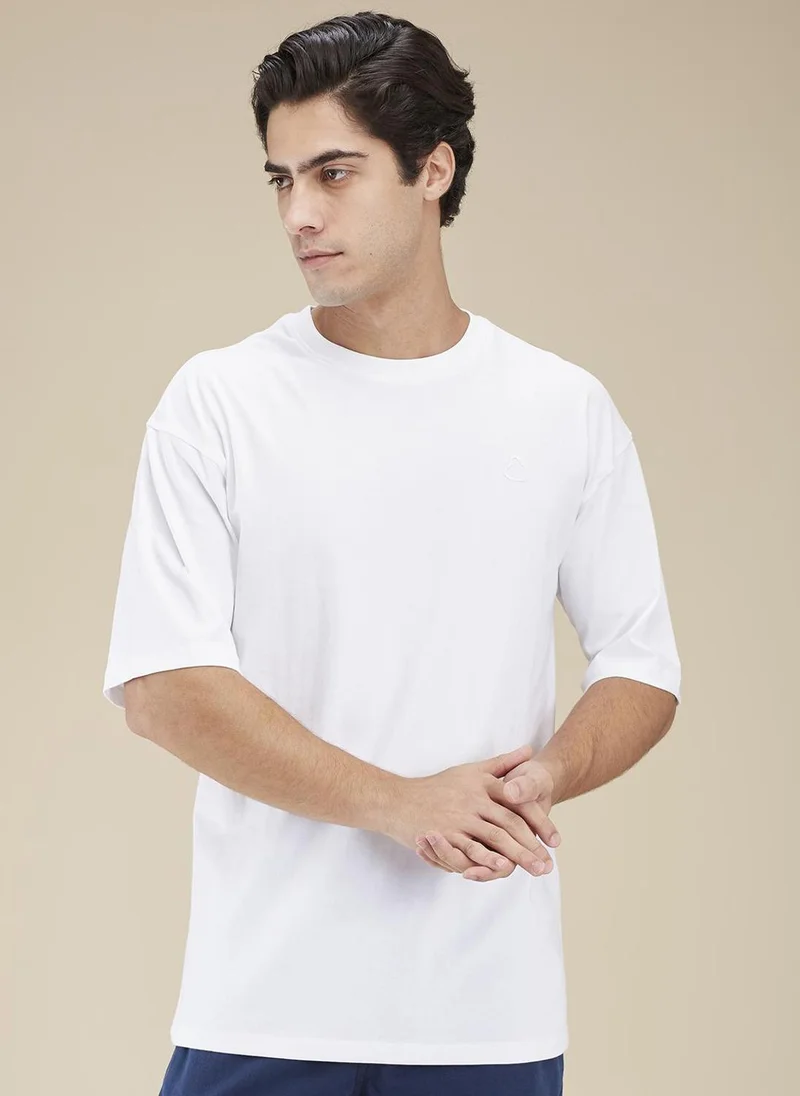 بيينغ هيومان Men Solid Round Neck Cotton Relaxed Fit T-shirt