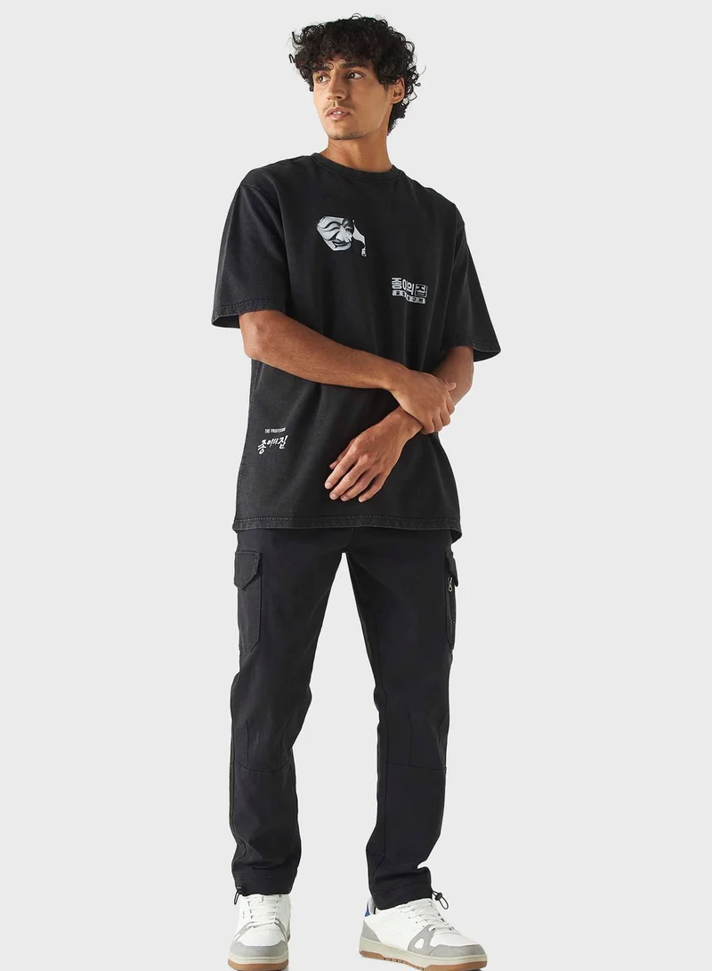 SP Characters Money Heist Print Crew Neck T-Shirt