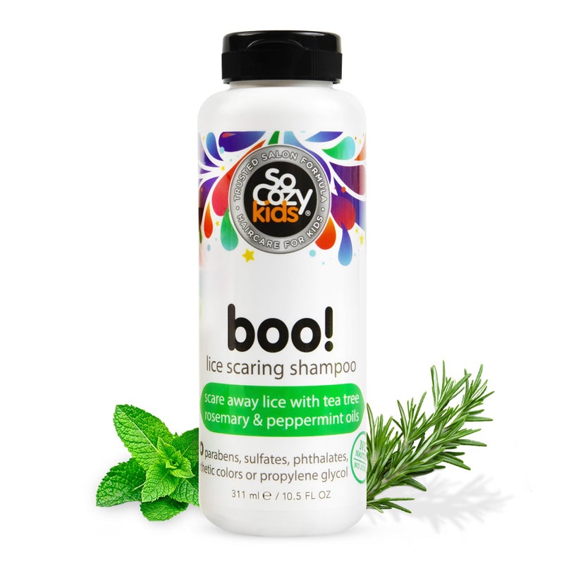 SO COZY Boo Lice Scaring Shampoo For Kids Hair Effective Lice Treatment 105 Fl Oz Scare Away Lice with Tea Tree Rosemary and Peppermint Oils No Parabens Sulfates Synthetic Colors or Dyes