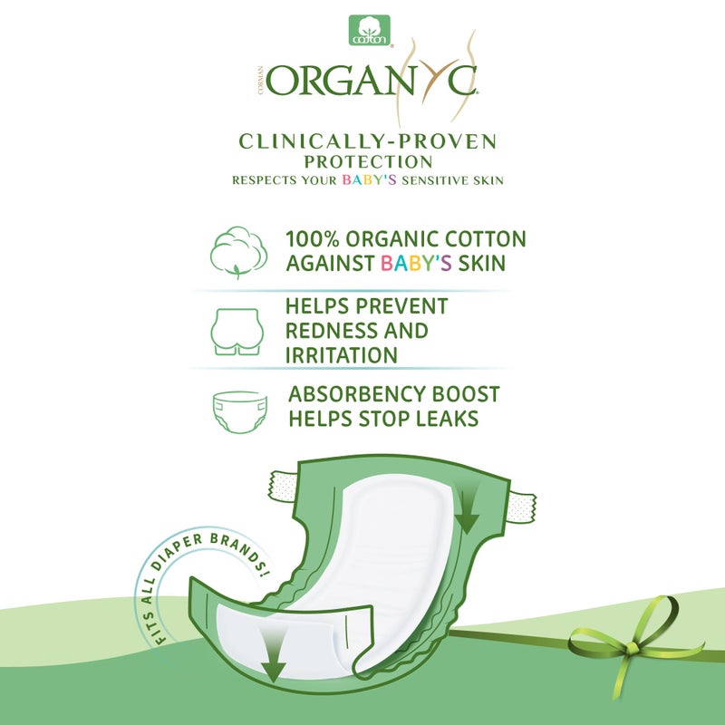Organyc 100% Certified Organic Cotton Baby Diaper Liner for Sensitive Skin, Fits All Brands and Sizes Diapers Except New Born, 20 Count - Image 2