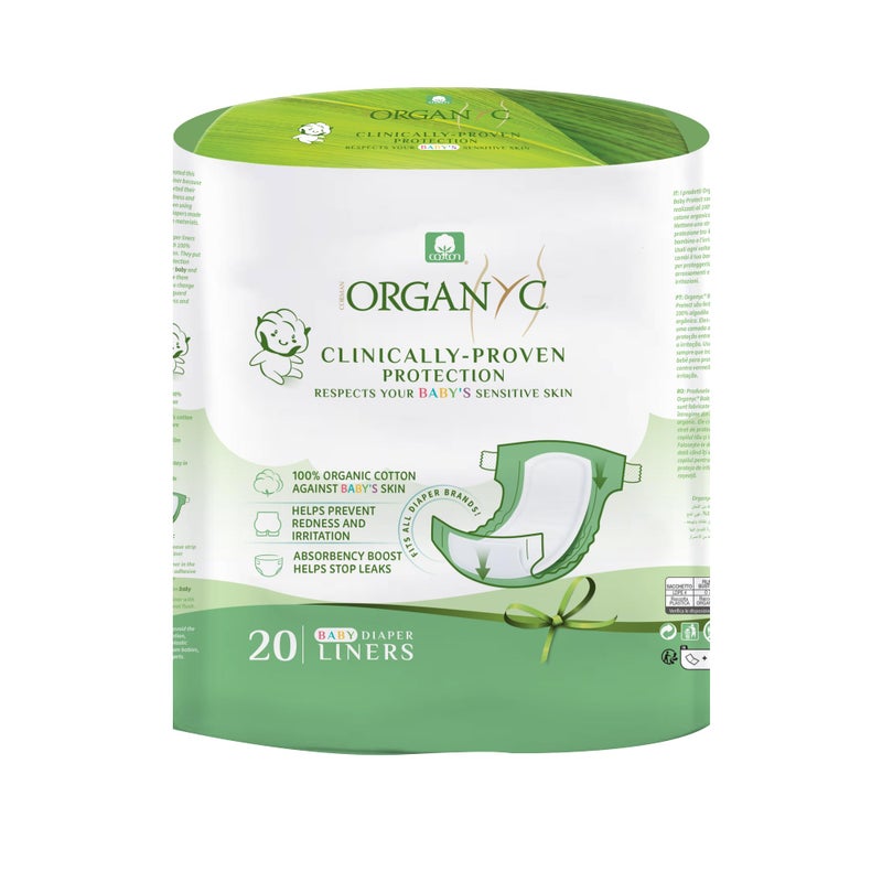 Organyc 100% Certified Organic Cotton Baby Diaper Liner for Sensitive Skin, Fits All Brands and Sizes Diapers Except New Born, 20 Count - Image 1