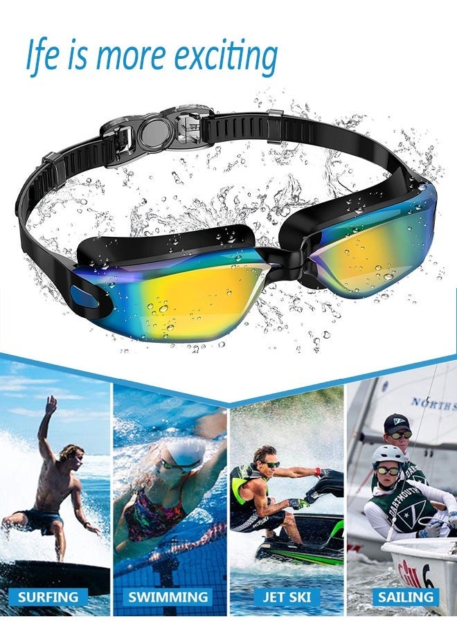 SUCITY 5-in-1 Anti-Fog Swimming Goggles - Goggle Set with Swimming Cap, Earplugs, Nose Clip, Leak-Proof Goggles - Waterproof Swimming Goggles that Can Effectively Block Ultraviolet Rays - Suitable for Men, W - Image 2