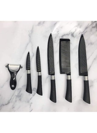 Kitchen Knife Set 6 Pcs includes a chopper, chef knife, bread knife, paring knife, scissors, and ceramic peeler, with sharp blades for cutting meat, vegetables, fruit, etc. - pzsku/Z30DFA09AF7A24F89501AZ/45/_/1692121694/78c286da-03d7-40c1-aabb-be33251f4673
