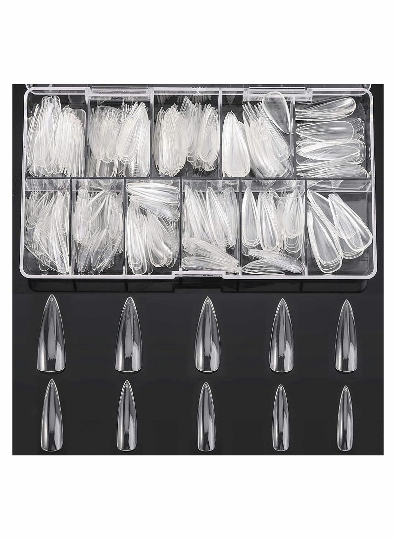 Excefore Clear Acrylic Nail Tips Full Cover Fake Nails - Image 1
