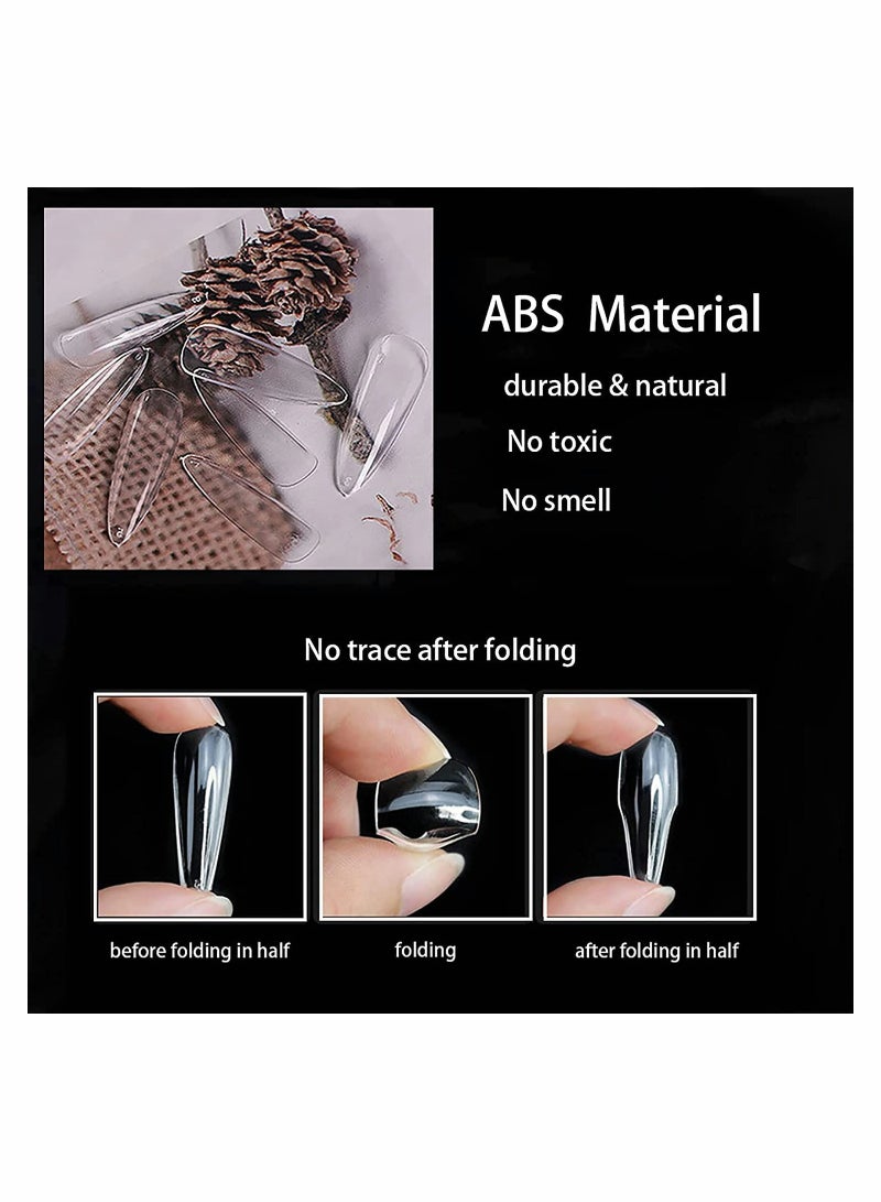 Excefore Clear Acrylic Nail Tips Full Cover Fake Nails - Image 4