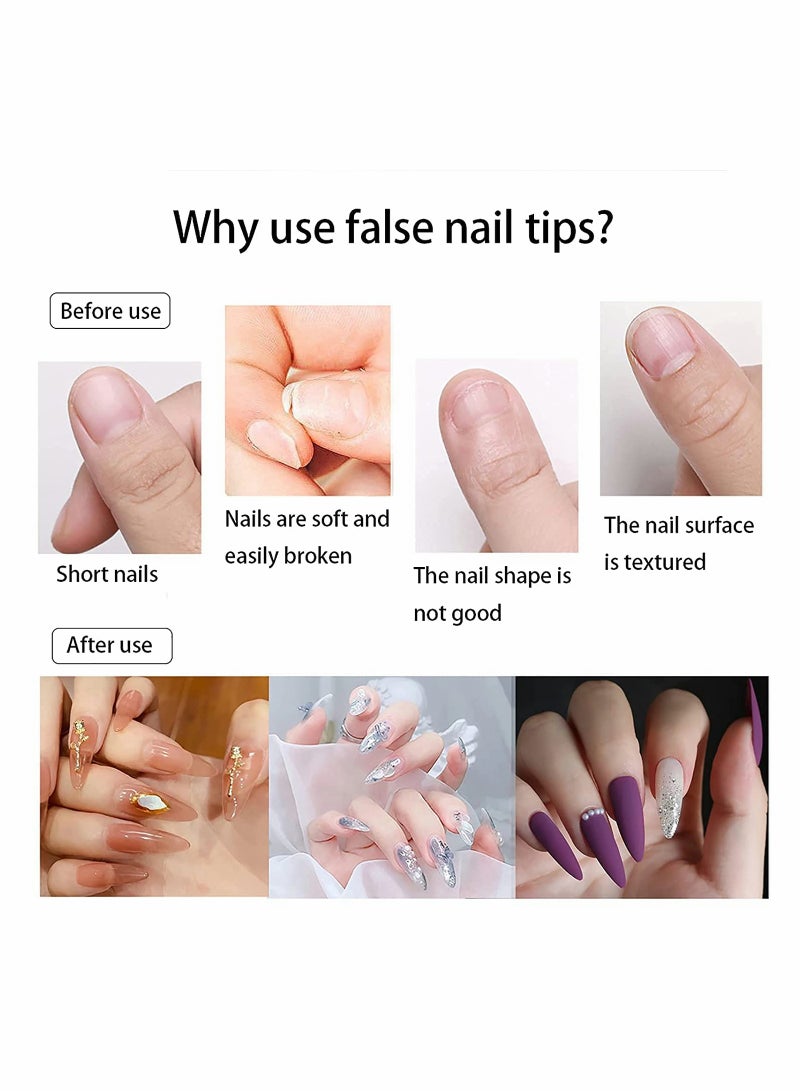 Excefore Clear Acrylic Nail Tips Full Cover Fake Nails - Image 5