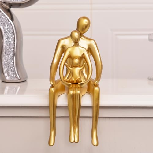 Quoowiit Gold Decor Family Statue Shelf Decor, Abstract Modern Home Decorations Family Sculpture, Minimalist Miniature Coffee Table Ornament Figurines for Office Bookshelf Living Room Bedroom 3 Piece - Image 3