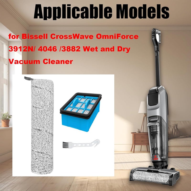 Chuancheng Replacement Brush Roll and HEPA Filter Kits for Bissell CrossWave OmniForce 3882 Vacuum Cleaner - Image 2