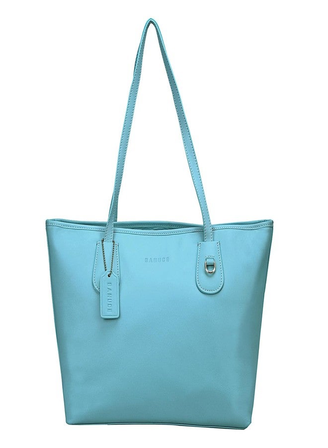 Banuce Soft Leather Tote Bag for Women Shoulder Satchel Purses and Handbags Hobo Bag Large Capacity Lightweight Blue - Image 1