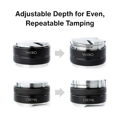 Crema Coffee Products 51mm Hand Tamper & Coffee Distributor|Compatible with Delonghi Dedica & La Specialista Portafilter|Double-Sided, Adjustable Depth Tool|Made with Durable 304 Stainless Steel|Black - Image 4