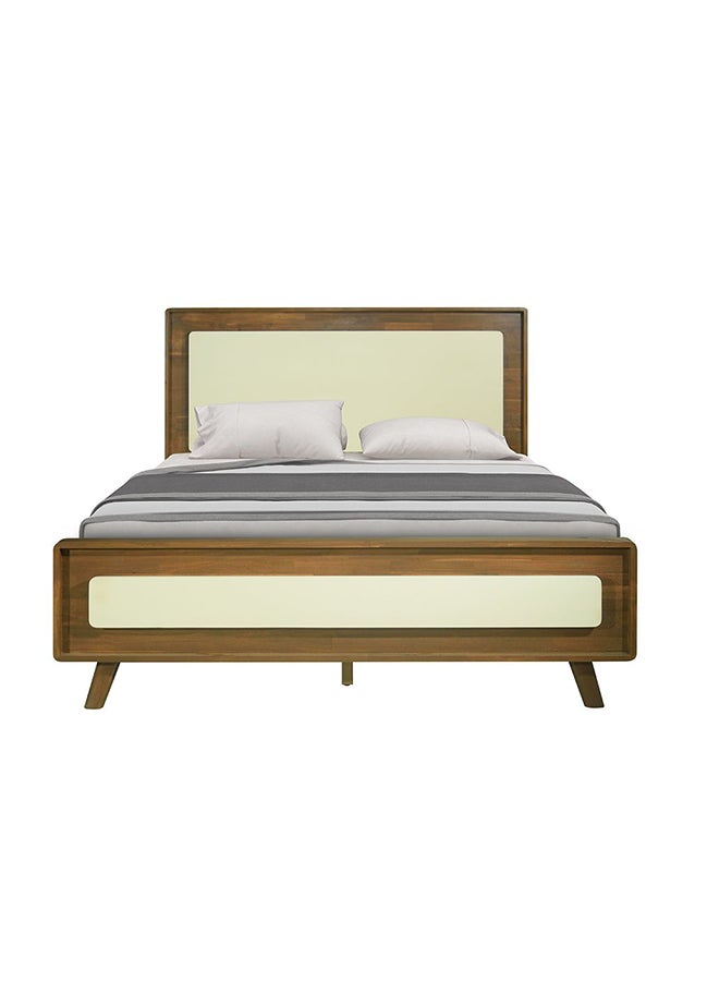 DANUBE HOME طقم غرفة نوم ملكي Driftwood 180X200 - سرير خشبي صلب، 2 طاولات جانبية، خزانة ومرآة - أثاث بني وكريمي لغرف النوم الأنيقة - طقم أثاث غرفة نوم كامل - تصميم حديث