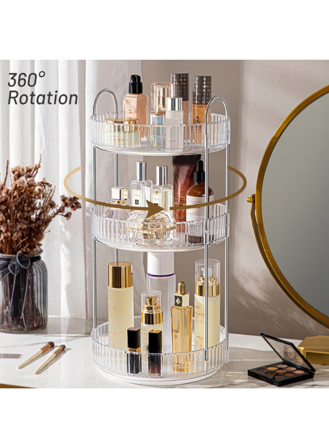 Aveniee Rotating Makeup Organizer for Vanity 3 Tier Perfume Skincare Organizers and Storage for Bathroom Countertop Clear Spinning Counter Cosmetic Holder for DresserGrey - Image 4