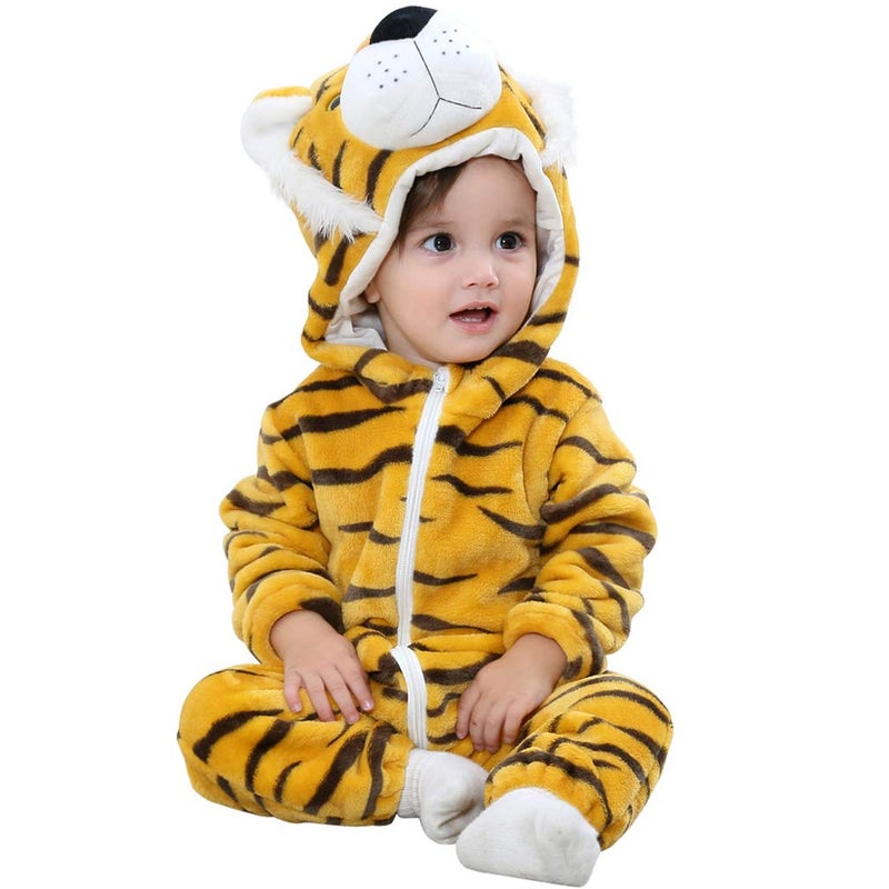 MICHLEY MICHLEY Unisex Baby Winter Hooded Romper Flannel Panda Style Cosplay Clothes 70cm25monthsTiger