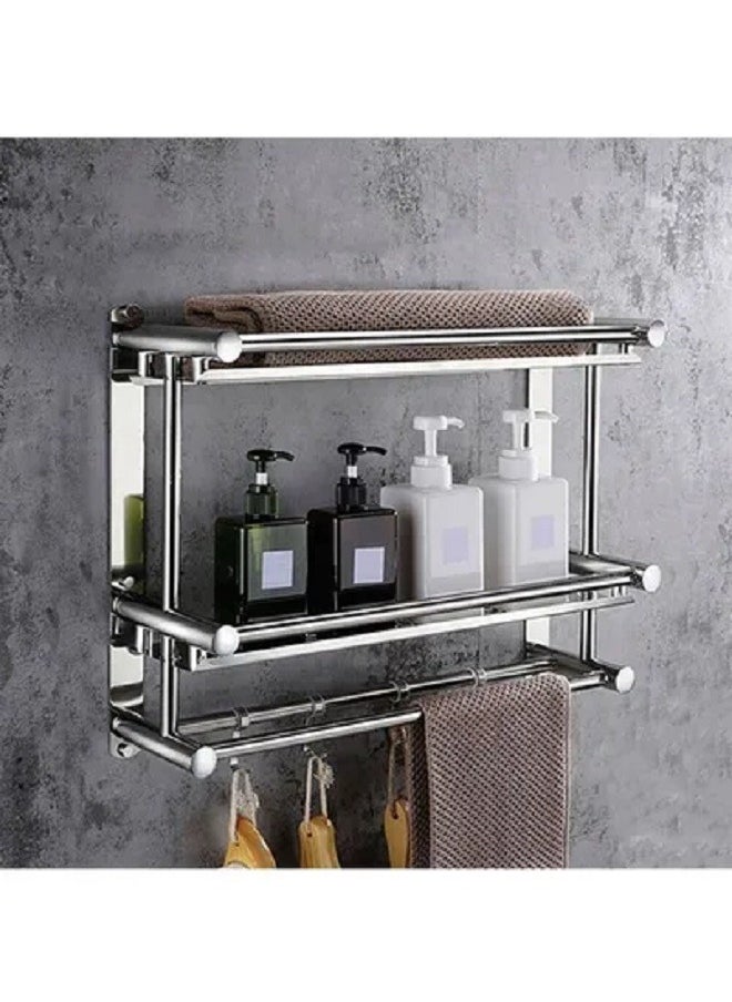 AGD Stainless Steel Wall-Mounted Towel Rack Silver  - Image 1