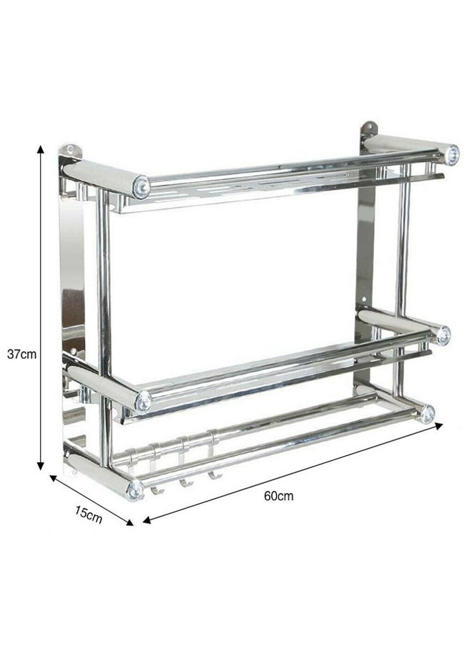 AGD Stainless Steel Wall-Mounted Towel Rack Silver  - Image 3